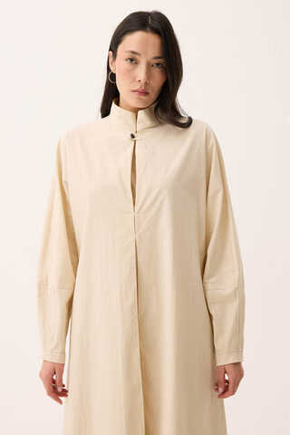 Dik Yaka Düğmeli Elbise Taş - 7