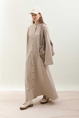 Dik Yaka Gömlek Elbise Taş - 3