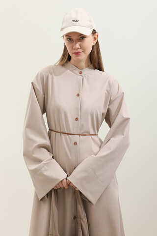 Dik Yaka Gömlek Elbise Taş - 6