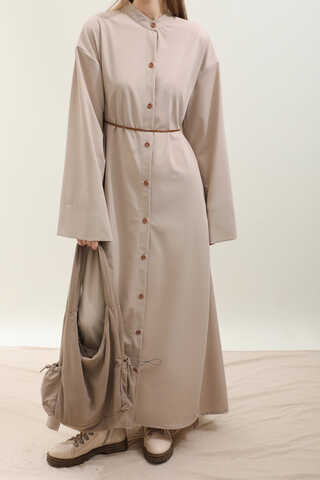 Dik Yaka Gömlek Elbise Taş - 7