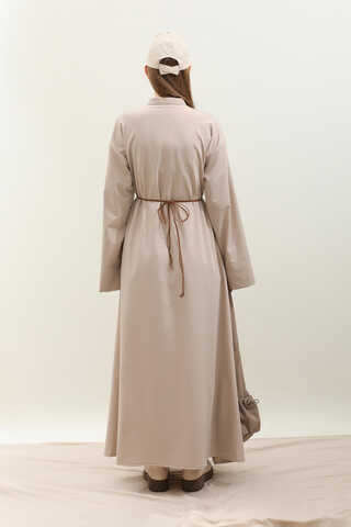 Dik Yaka Gömlek Elbise Taş - 10