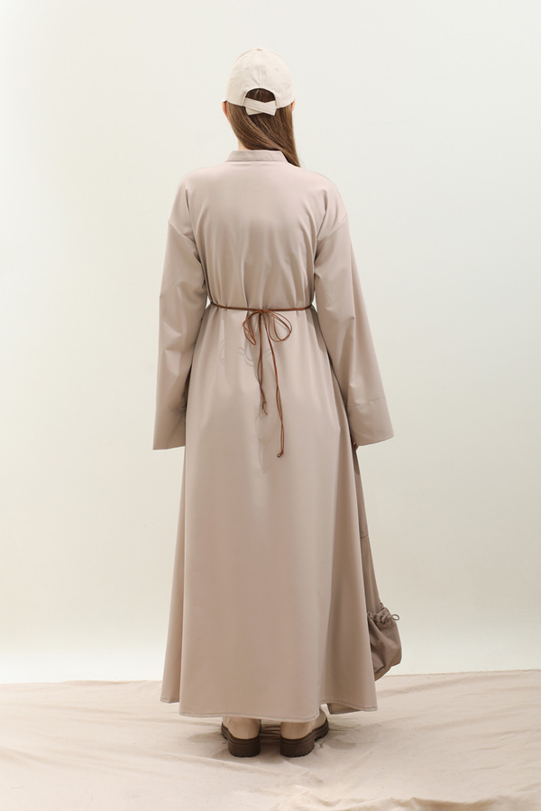 Dik Yaka Gömlek Elbise Taş - 10