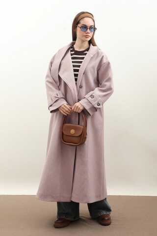 Dik Yaka Kruvaze Kaban Açık Vizon - 3