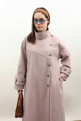 Dik Yaka Kruvaze Kaban Açık Vizon - 6