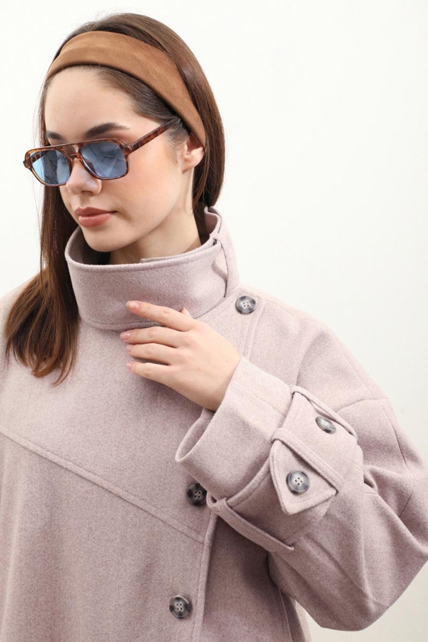 Dik Yaka Kruvaze Kaban Açık Vizon - 8