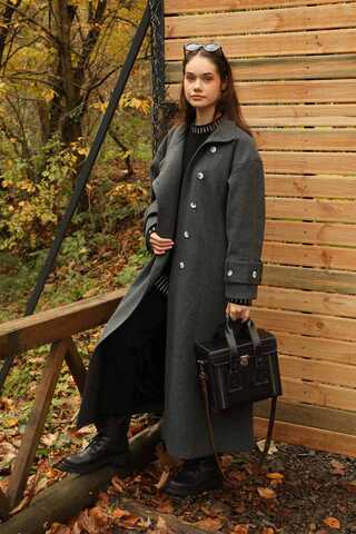 Dik Yaka Kruvaze Kaban Antrasit - 2