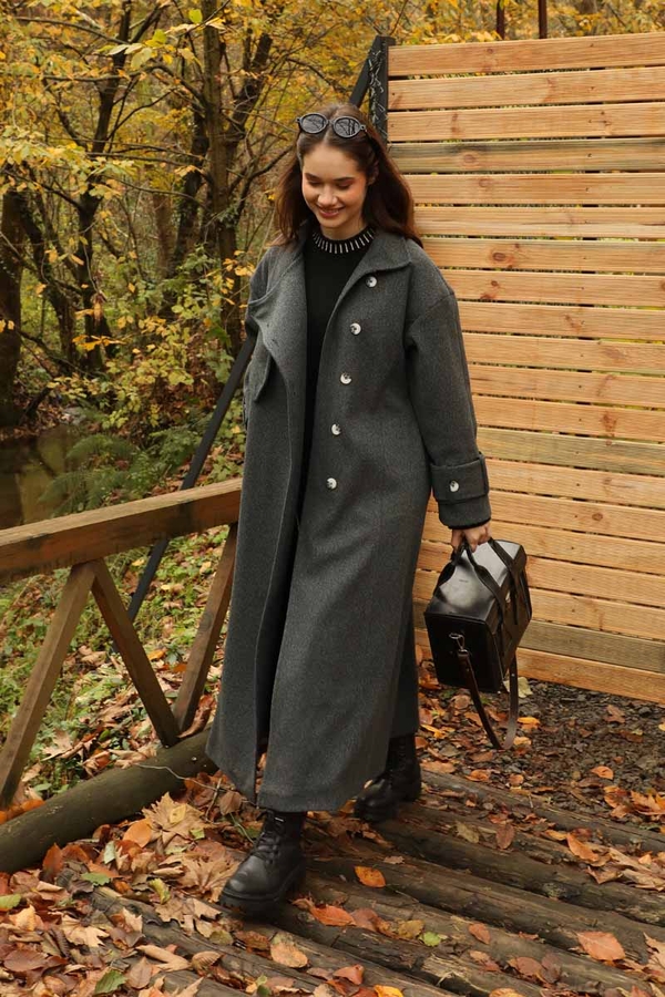 Dik Yaka Kruvaze Kaban Antrasit - 3