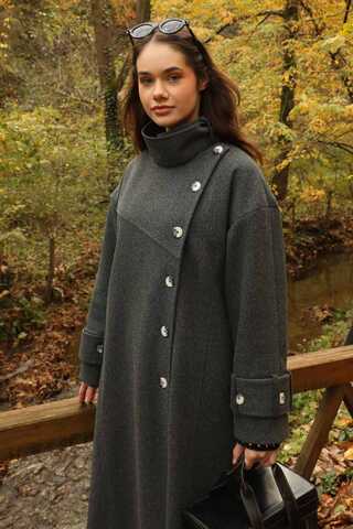 Dik Yaka Kruvaze Kaban Antrasit - 1