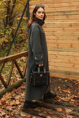 Dik Yaka Kruvaze Kaban Antrasit - 7