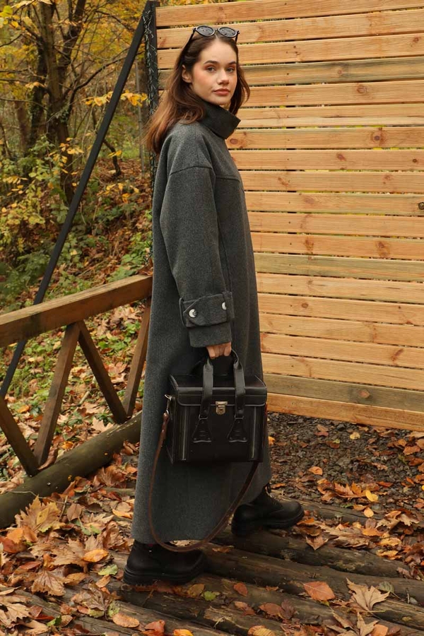 Dik Yaka Kruvaze Kaban Antrasit - 7