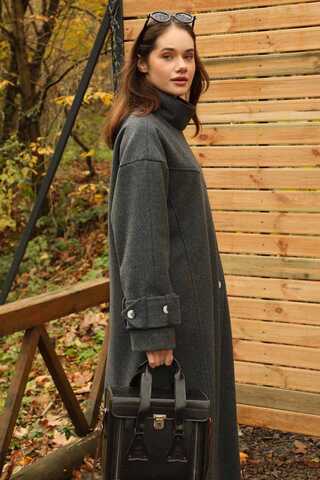 Dik Yaka Kruvaze Kaban Antrasit - 9