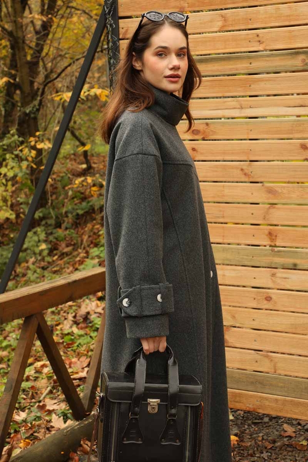 Dik Yaka Kruvaze Kaban Antrasit - 9