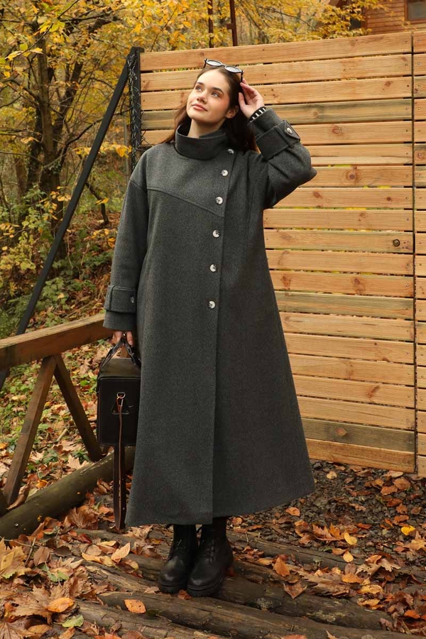 Dik Yaka Kruvaze Kaban Antrasit - 11