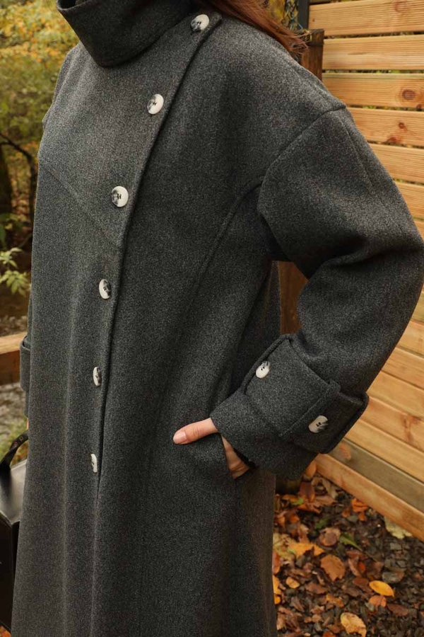 Dik Yaka Kruvaze Kaban Antrasit - 12