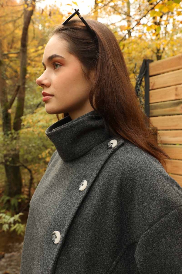 Dik Yaka Kruvaze Kaban Antrasit - 13