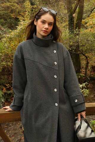 Dik Yaka Kruvaze Kaban Antrasit - 15