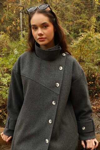 Dik Yaka Kruvaze Kaban Antrasit - 16