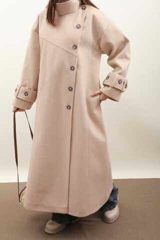 Dik Yaka Kruvaze Kaban Bej - 4