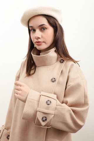 Dik Yaka Kruvaze Kaban Bej - 6