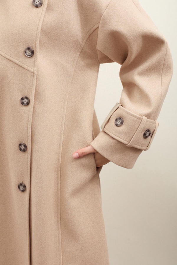 Dik Yaka Kruvaze Kaban Bej - 7