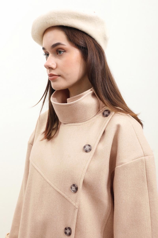 Dik Yaka Kruvaze Kaban Bej - 8