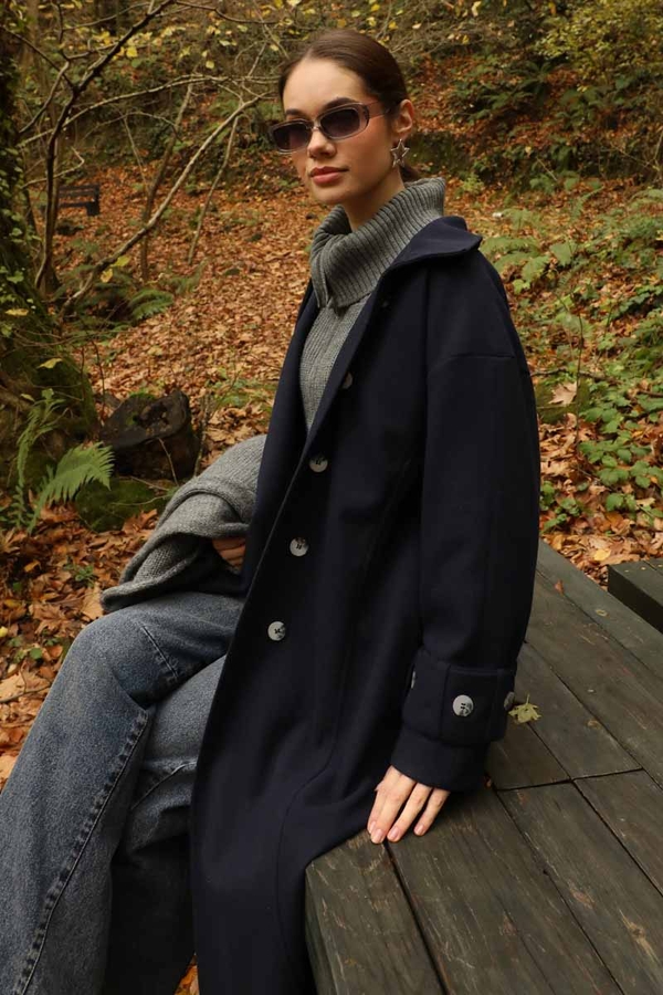 Dik Yaka Kruvaze Kaban Lacivert - 4