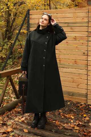 Dik Yaka Kruvaze Kaban Melanj Siyah - 11