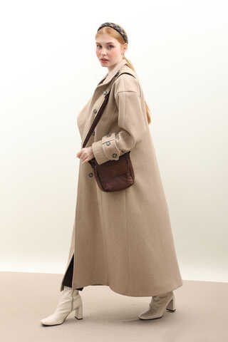 Dik Yaka Kruvaze Kaban Vizon - 2