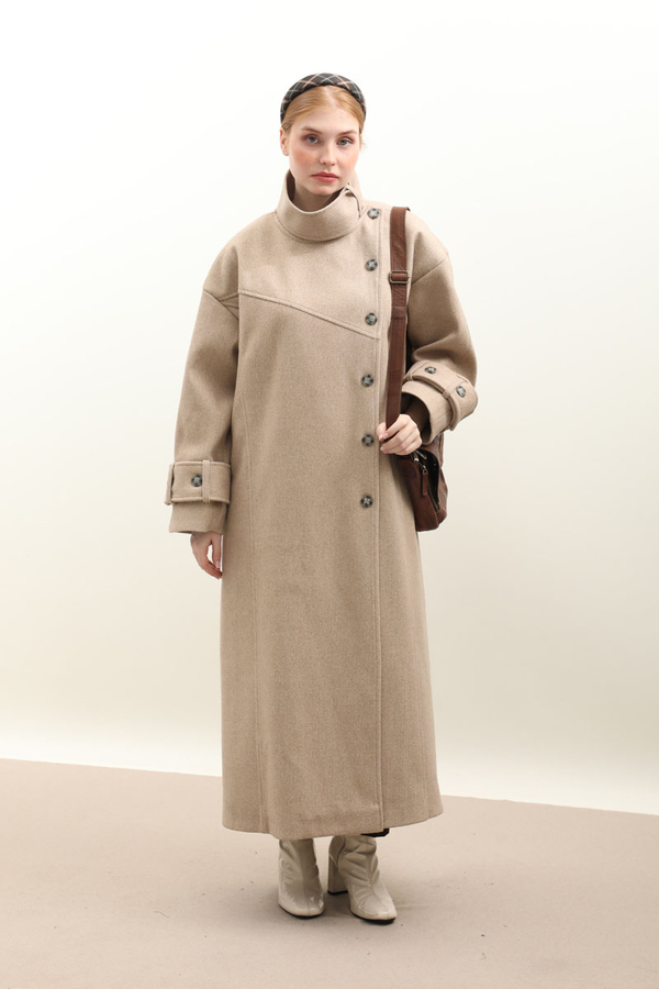 Dik Yaka Kruvaze Kaban Vizon 