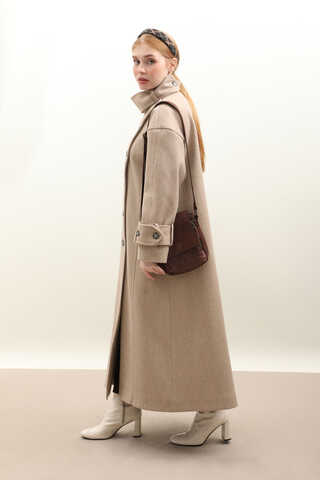 Dik Yaka Kruvaze Kaban Vizon - 4