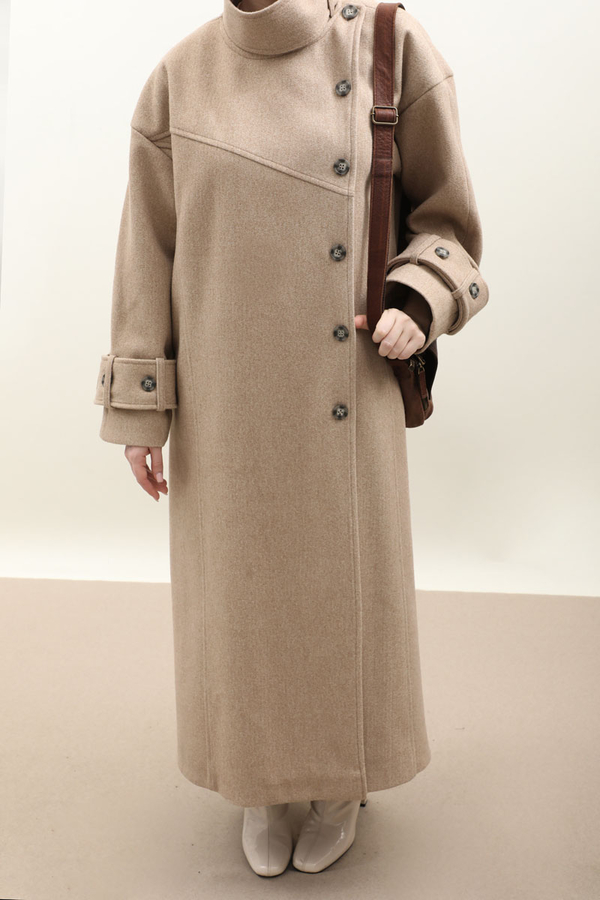 Dik Yaka Kruvaze Kaban Vizon - 5