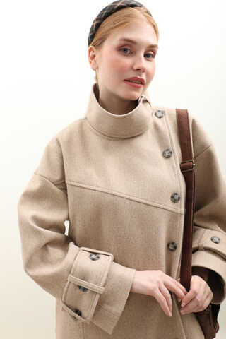 Dik Yaka Kruvaze Kaban Vizon - 6