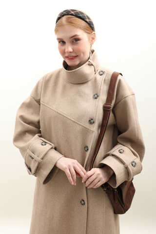 Dik Yaka Kruvaze Kaban Vizon - 7