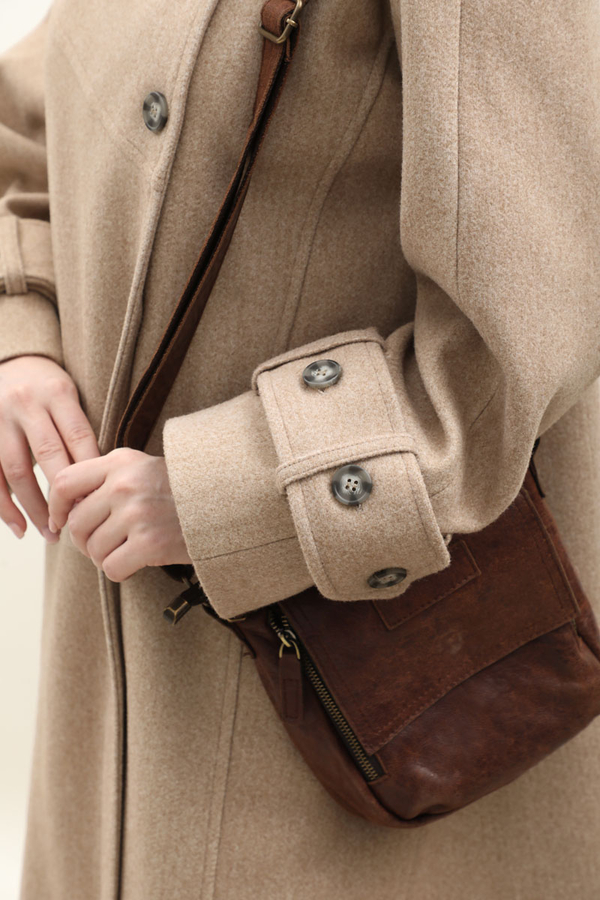 Dik Yaka Kruvaze Kaban Vizon - 8