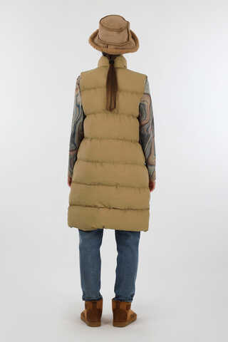 Dik Yaka Şişme Yelek Camel - 6