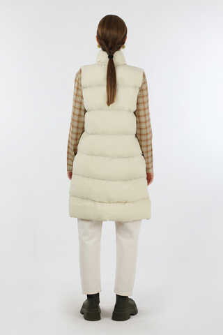 Dik Yaka Şişme Yelek Ekru - 6