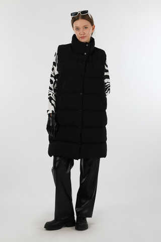 Dik Yaka Şişme Yelek Siyah - 3