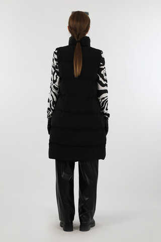 Dik Yaka Şişme Yelek Siyah - 6