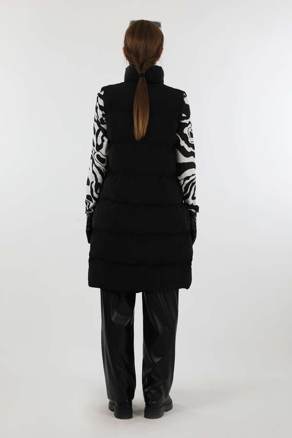 Dik Yaka Şişme Yelek Siyah - 6