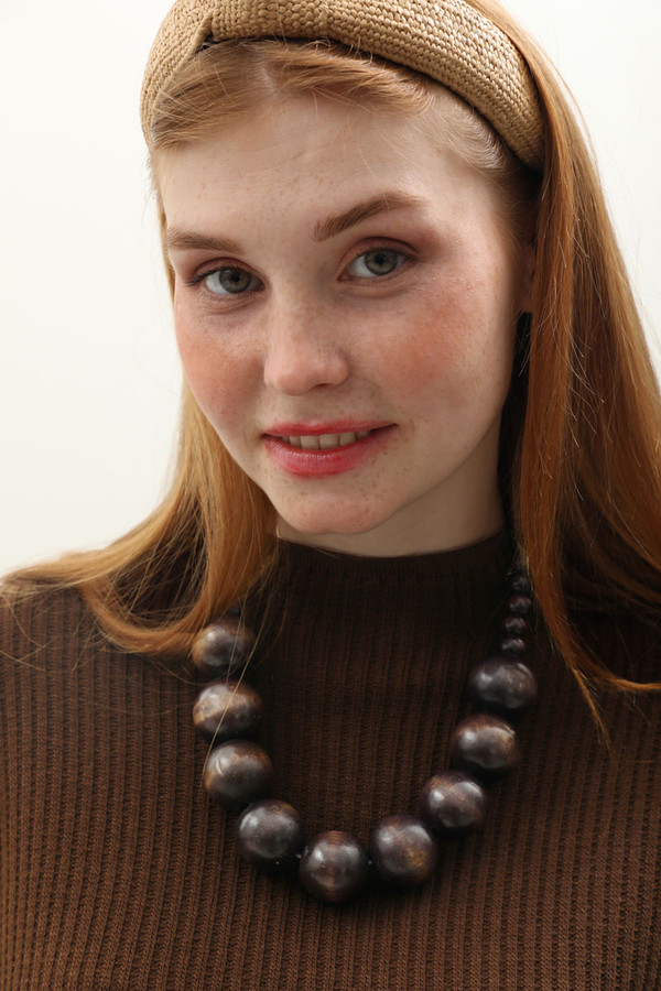 Dik Yaka Triko Elbise Kahverengi - 9