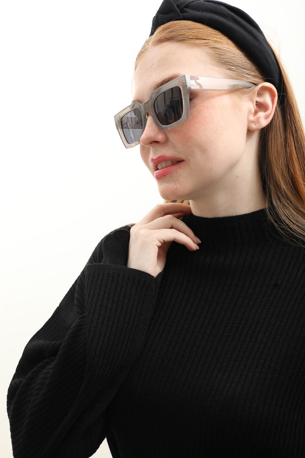 Dik Yaka Triko Elbise Siyah - 12