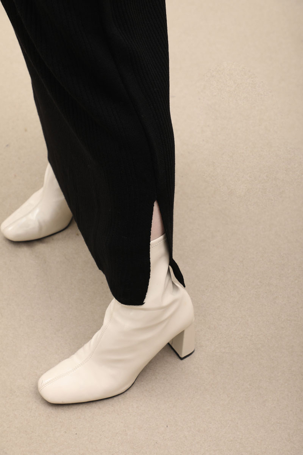 Dik Yaka Triko Elbise Siyah - 14