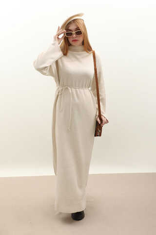 Dik Yaka Triko Elbise Taş - 5