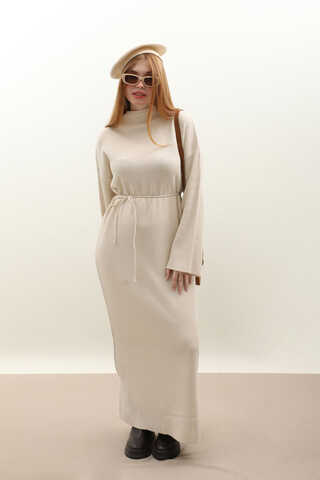 Dik Yaka Triko Elbise Taş - 8