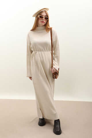 Dik Yaka Triko Elbise Taş - 6