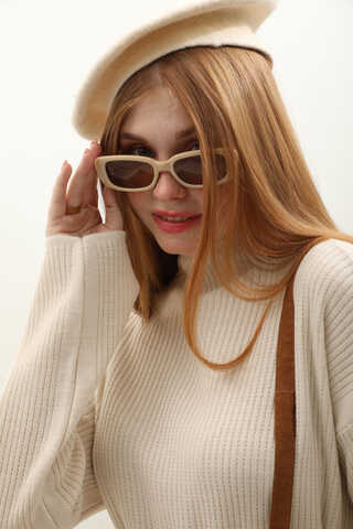 Dik Yaka Triko Elbise Taş - 12