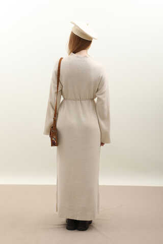 Dik Yaka Triko Elbise Taş - 13