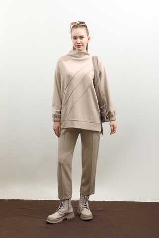 Dikiş Çizgili Sweat Takım Taş - 1