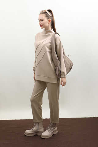 Dikiş Çizgili Sweat Takım Taş - 2