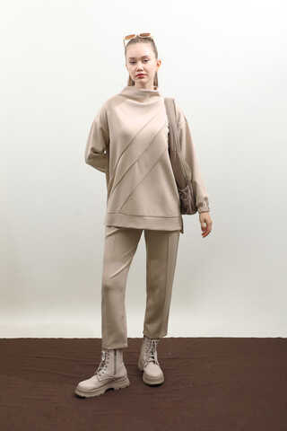 Dikiş Çizgili Sweat Takım Taş - 3